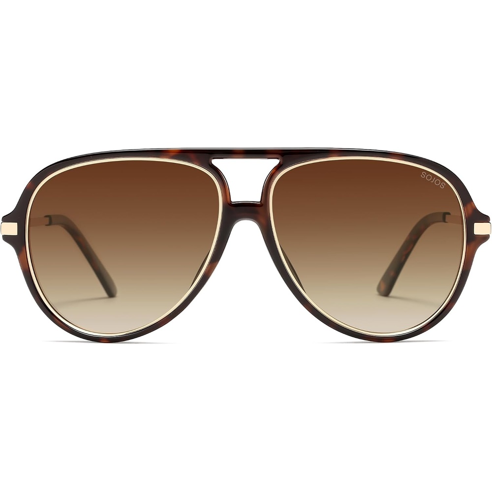 image:imageSOJOS Trendy Polarized Aviator Sunglasses for Women Men Large Retro 80s 90s Vintage Shades SJ2684Brown Tortoisebrown