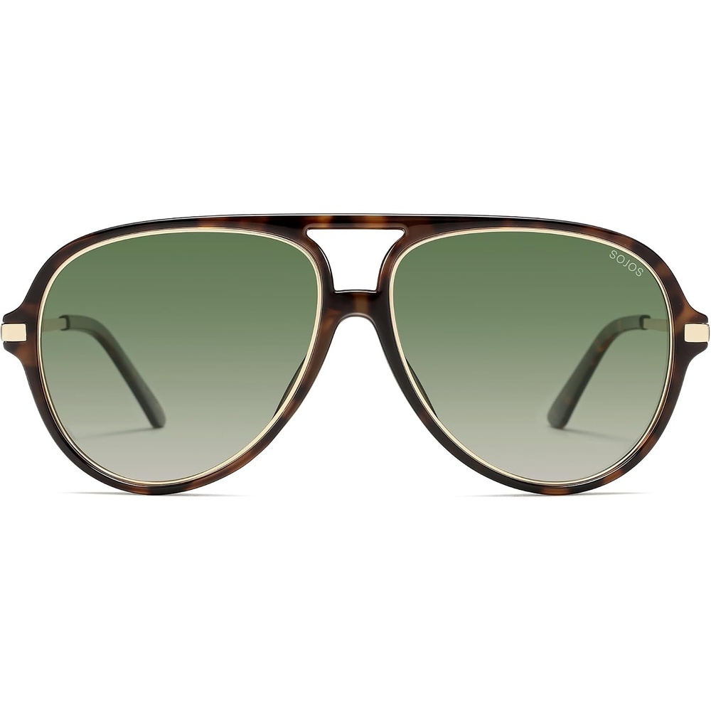 image:imageSOJOS Trendy Polarized Aviator Sunglasses for Women Men Large Retro 80s 90s Vintage Shades SJ2684Brown Tortoisegreen
