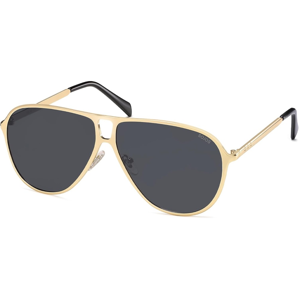 image:imageSOJOS Trendy Polarized Aviator Sunglasses for Women MenRetro Aviators Shades Vintage Style Metal Frame SJ1289Goldgrey