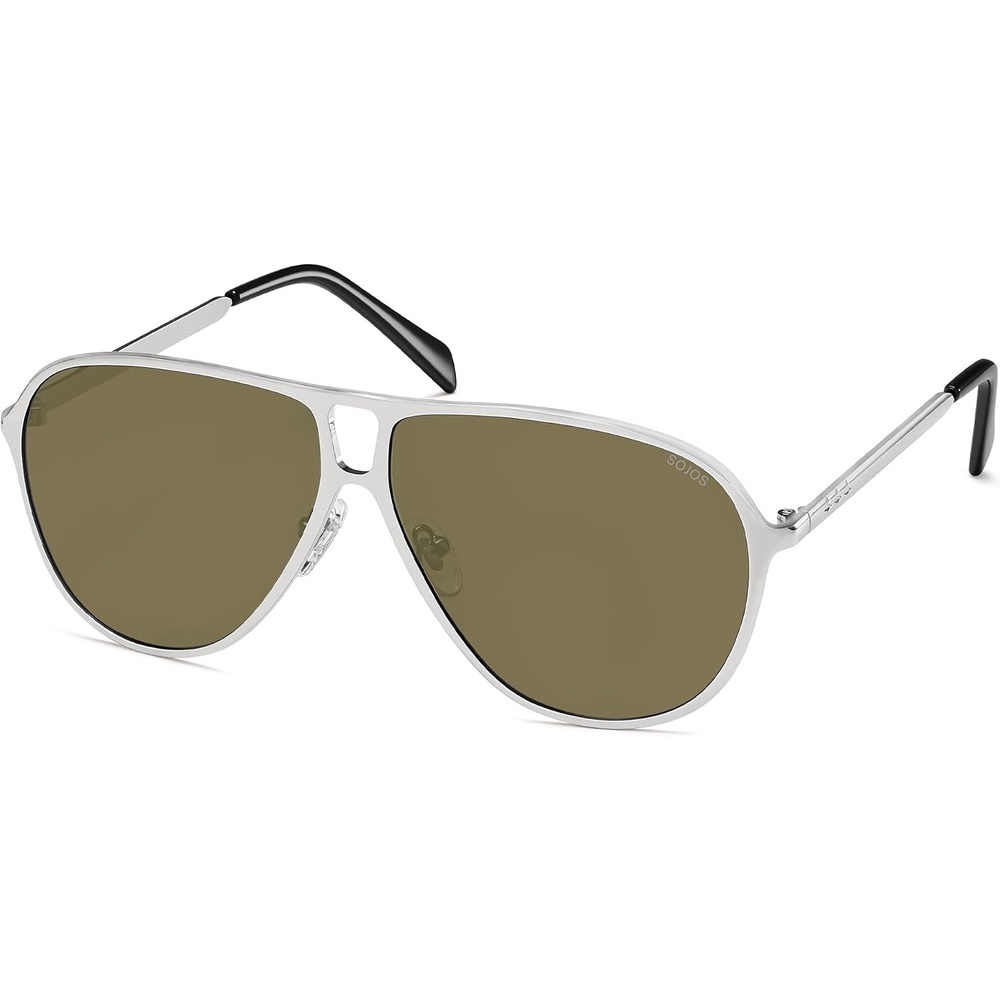 image:imageSOJOS Trendy Polarized Aviator Sunglasses for Women MenRetro Aviators Shades Vintage Style Metal Frame SJ1289Silverbrown