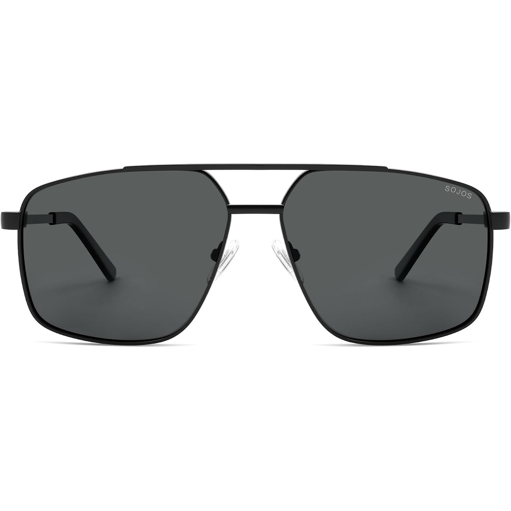 image:imageSOJOS Trendy Square Polarized Aviator Sunglasses for Women Men 80s 90s Retro Vintage Aviators SJ1283BlackGrey