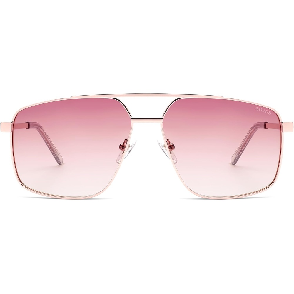 image:imageSOJOS Trendy Square Polarized Aviator Sunglasses for Women Men 80s 90s Retro Vintage Aviators SJ1283Rose GoldGradient Pink