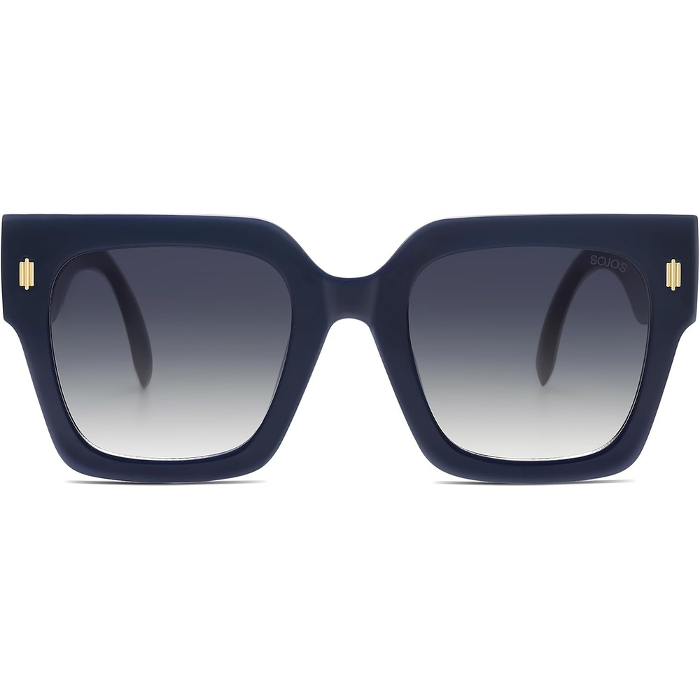 image:imageSOJOS Vintage Oversized Square Sunglasses for WomenRetro Womens Luxury Big Large Sun Glasses UV400 SJ2194Milky Navy FrameMilky Red Lens