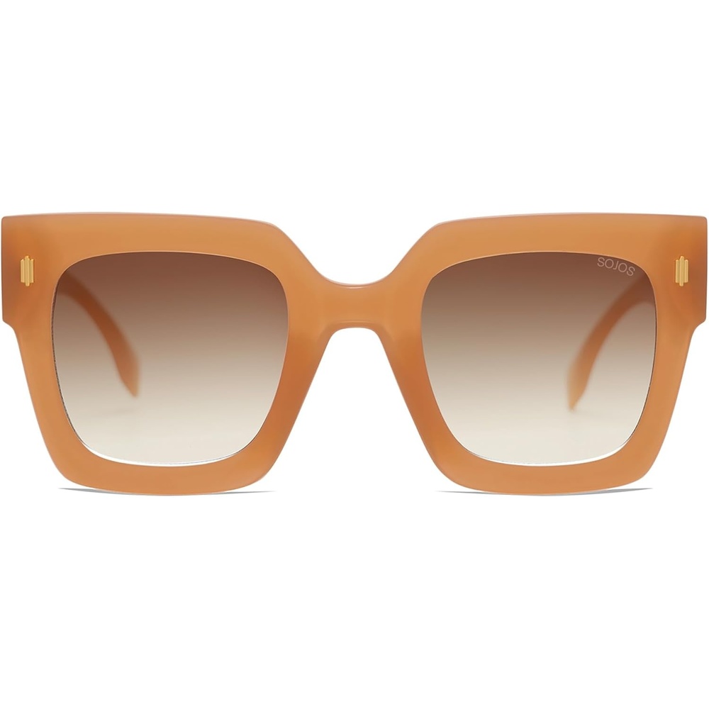 image:imageSOJOS Vintage Oversized Square Sunglasses for WomenRetro Womens Luxury Big Large Sun Glasses UV400 SJ2194Milky Orange FrameBrown Grading Lens