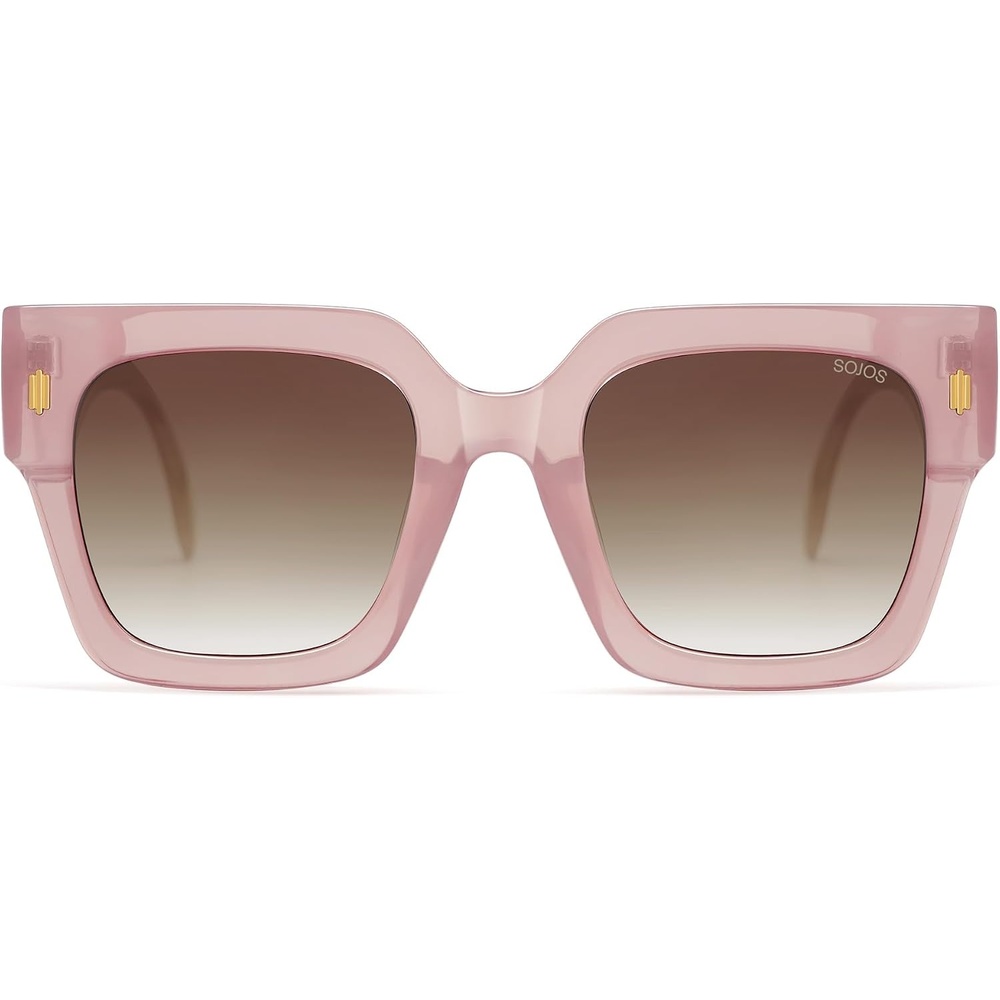 image:imageSOJOS Vintage Oversized Square Sunglasses for WomenRetro Womens Luxury Big Large Sun Glasses UV400 SJ2194Milky Pink FrameBrown Grading Lens