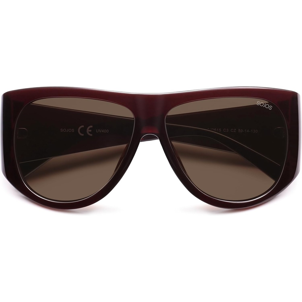 image:imageSOJOS Vintage Retro Oversized Big Aviator Polarized Sunglasses Womens Men SJ2615Brown Frame Brown Lens