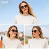 image:imageSOJOS Acetate Polarized Oversize Square Sunglasses for Women Trendy Sun Glasses AudreyBlackGrey