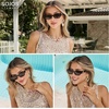 image:imageSOJOS Acetate Polarized Retro Sunglasses for Women Cateye Narrow UV400 Protection Sun Glasses Fire CoralOrangeBrown