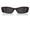 image:imageSOJOS Acetate Rectangle Polarized Sunglasses for Women Narrow Trendy 90s Retro Sunnies SunriseCherry Glaze Cherry TortoiseshellBlack