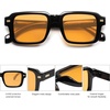 image:imageSOJOS Big Trendy Square Polarized Sunglasses Womens Mens Retro Large Chunky Oversized Rectangle Shades SJ2345Shiny BlackYellow Tint