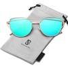 image:imageSOJOS Cat Eye Sunglasses for Women Fashion Designer Style Mirrored Lenses SJ1001GoldGreen