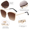 image:imageSOJOS Cateye Sunglasses for Women Fashion Mirrored Lens Metal Frame SJ1086Brown