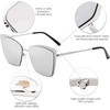 image:imageSOJOS Cateye Sunglasses for Women Fashion Mirrored Lens Metal Frame SJ1086Silver