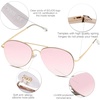 image:imageSOJOS Classic Aviator Sunglasses for Women Men Metal Frame Spring Hinges SJ1030Gold Frame Pink Mirrored Lens