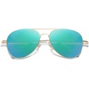 image:imageSOJOS Classic Aviator Sunglasses for Women Men Metal Frame Spring Hinges SJ1030GoldGreenish Blue