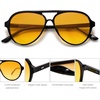 image:imageSOJOS Classic Polarized Aviator Sunglasses for Women Men Retro Trendy Aviators Shades SJ2201Shiny BlackYellow Tint
