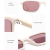 image:imageSOJOS Classic Rectangle Polarized Sunglasses for Women Men Retro Acetate Frame with Polarized Lenses WesleyBeigeRed
