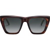 image:imageSOJOS Fashion Oversized Square Cat Eye Polarized Sunglasses for Women Trendy Cateye Style Womens Sunglasses SJ2179Dark Brown StripeDark Green Grading