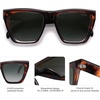 image:imageSOJOS Fashion Oversized Square Cat Eye Polarized Sunglasses for Women Trendy Cateye Style Womens Sunglasses SJ2179Dark Brown StripeDark Green Grading