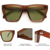 image:imageSOJOS Fashion Oversized Square Cat Eye Polarized Sunglasses for Women Trendy Cateye Style Womens Sunglasses SJ2179Mocha BrownLight Green
