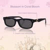 image:imageSOJOS Narrow Rectangle Sunglasses for Women Polarized UV400 Acetate Frame Retro Classic with Coral Accent Lace CoralBlackGrey