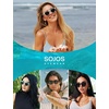 image:imageSOJOS Ocean Collection Polarized Retro Round Sunglasses for Women Men Recycled Fishing Net Frame Ecofriendly Arctic OceanBlackGrey
