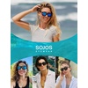 image:imageSOJOS Ocean Collection Polarized Sunglasses Men Square Recycled Fishing Net frame EcoFriendly UV400 Shades Pacific OceanBlackBlue