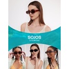 image:imageSOJOS Ocean Collection Retro Oval Polarized Sunglasses for Women Men Vintage Recycled Plastic Frame EcoFriendly SunlightBlackGrey