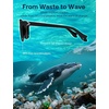image:imageSOJOS Ocean Collection Retro Polarized Large Rectangular Sunglasses Women Men Recycled Plastic Ecofriendly Shades BaleenBlackGrey