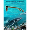 image:imageSOJOS Ocean Collection Retro Polarized Large Rectangular Sunglasses Women Men Recycled Plastic Ecofriendly Shades BaleenBrownBrown