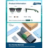 image:imageSOJOS Ocean Collection Retro Polarized Large Rectangular Sunglasses Women Men Recycled Plastic Ecofriendly Shades BaleenDark GreenGrey