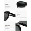 image:imageSOJOS Oval Polarized Sunglasses for Women Men Acetate Frame UV Protective Shades PetraBlackGrey