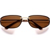 image:imageSOJOS Oval Wrap Around Sunglasses for Women Rave Glasses Y2K Funky Cool Retro Metal Style SJ1268GoldBrown