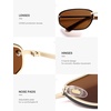 image:imageSOJOS Oval Wrap Around Sunglasses for Women Rave Glasses Y2K Funky Cool Retro Metal Style SJ1268GoldBrown