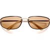 image:imageSOJOS Oval Wrap Around Sunglasses for Women Rave Glasses Y2K Funky Cool Retro Metal Style SJ1268GoldLight Brown