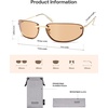image:imageSOJOS Oval Wrap Around Sunglasses for Women Rave Glasses Y2K Funky Cool Retro Metal Style SJ1268GoldLight Brown