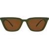 image:imageSOJOS Polarized Narrow Square Cateye Sunglasses for Women Retro Trendy Driving Glasses SJ2169Green FrameBrown Lens