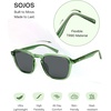 image:imageSOJOS Polarized Square Sunglasses for Men Retro Sun Glasses Trendy Shades UV400 Protection TR90 Frame SJ2652BCrystal GreenGrey