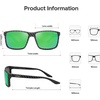 image:imageSOJOS Polarized Square Sunglasses for Men Women Lightweight TR90 Frame UV Protection Mens Womens Sun Glasses SJ2645Matte Black PatternGreen Mirrored