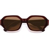image:imageSOJOS Polarized Sunglasses For Women Retro Rectangle Womens Sun Glasses Trendy Narrow Square 90s Shades SJ2232Brown Frame Brown Lens