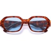 image:imageSOJOS Polarized Sunglasses For Women Retro Rectangle Womens Sun Glasses Trendy Narrow Square 90s Shades SJ2232Brown Tortosie Blue Lens