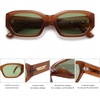image:imageSOJOS Polarized Sunglasses Womens Mens Retro Rectangle Sun Glasses Trendy Hexagonal Frame 80s 90s Shades SJ2324Brown