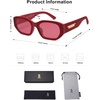 image:imageSOJOS Polarized Sunglasses Womens Mens Retro Rectangle Sun Glasses Trendy Hexagonal Frame 80s 90s Shades SJ2324Red