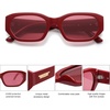 image:imageSOJOS Polarized Sunglasses Womens Mens Retro Rectangle Sun Glasses Trendy Hexagonal Frame 80s 90s Shades SJ2324Red