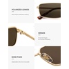 image:imageSOJOS Rectangle Polarized Sunglasses for Women men Wide Flat Lenses UV400 Protection Vintage ShadesGoldBrown