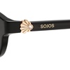 image:imageSOJOS Rectangular Polarized Sunglasses for Women Acetate Frame Coral Temple Detail Trendy Retro 90s Sunnies SJ3140 TIDEBlackGrey