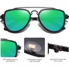 image:imageSOJOS Retro Aviator Polarized Double Bridge Sunglasses for Men Women Mirrored Lens SJ1051BlackGreenish Blue Mirrored