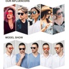 image:imageSOJOS Retro Aviator Polarized Double Bridge Sunglasses for Men Women Mirrored Lens SJ1051BlackGreenish Blue Mirrored
