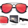 image:imageSOJOS Retro Aviator Polarized Double Bridge Sunglasses for Men Women Mirrored Lens SJ1051BlackRed Mirrored