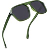 image:imageSOJOS Retro Aviator Polarized Sunglasses for Men Women Trendy Vintage Square Pilot Mens Shades SJ2370Green Frame Grey Lens